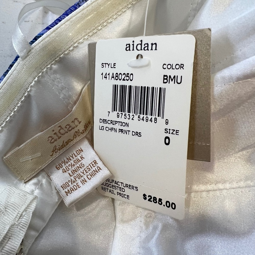 Aidan Mattox Ethereal Goddess Chiffon Gown Blue Porcelain Grecian Coastal Size 0 - Picture 11 of 13